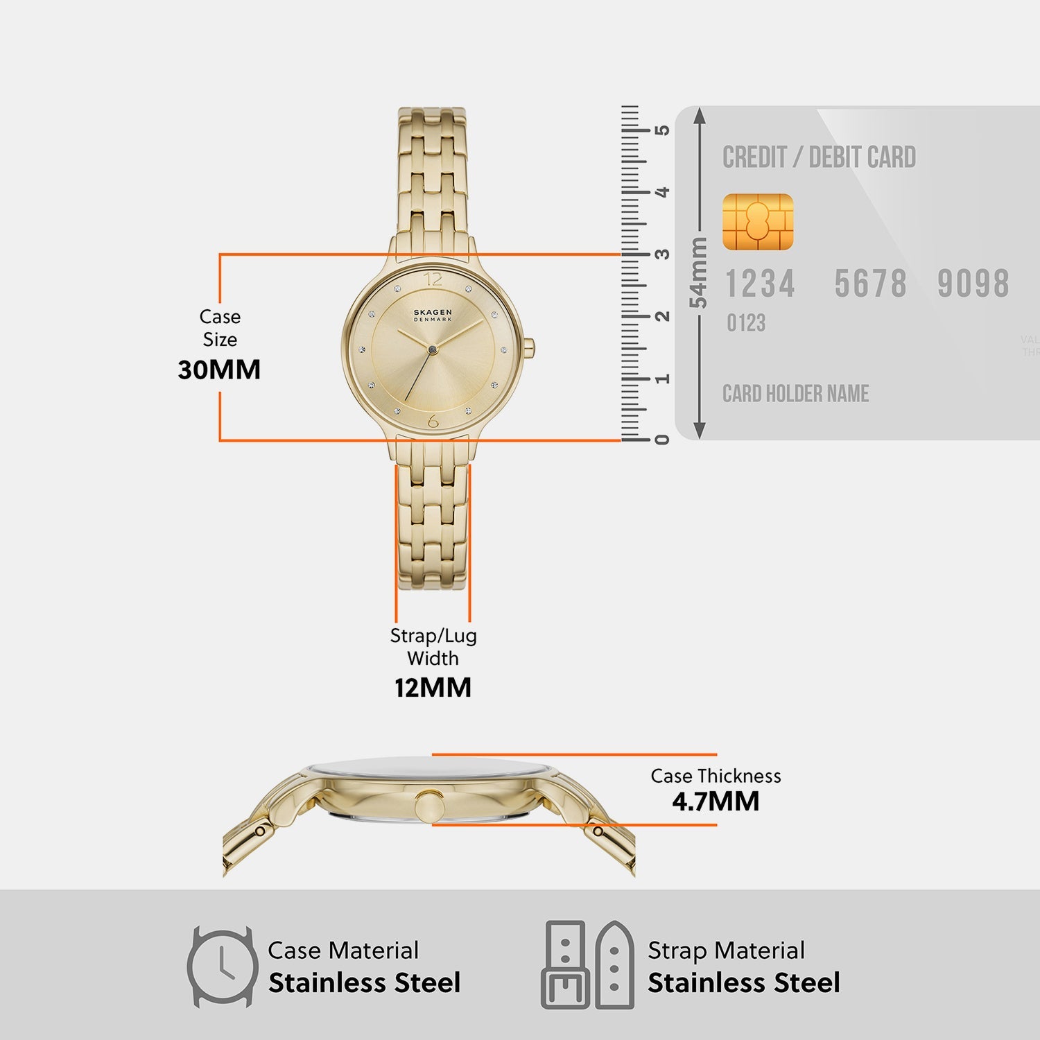 Anita Lille Women Quartz Gold Dial Analog Stainless Steel Watch SKW3127