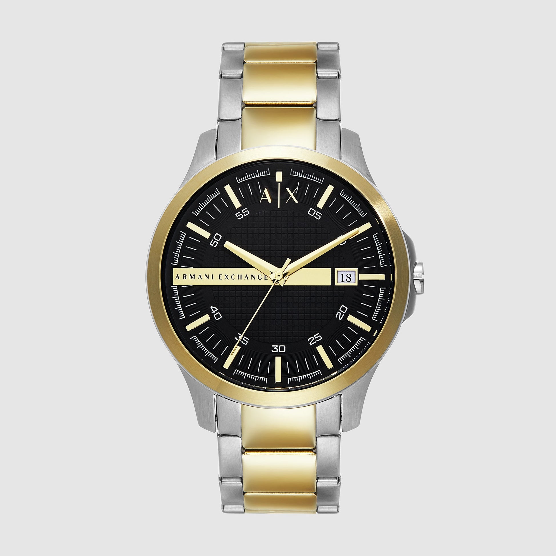 Hampton Men Quartz Black Dial Analog Stainless Steel Watch AX2453