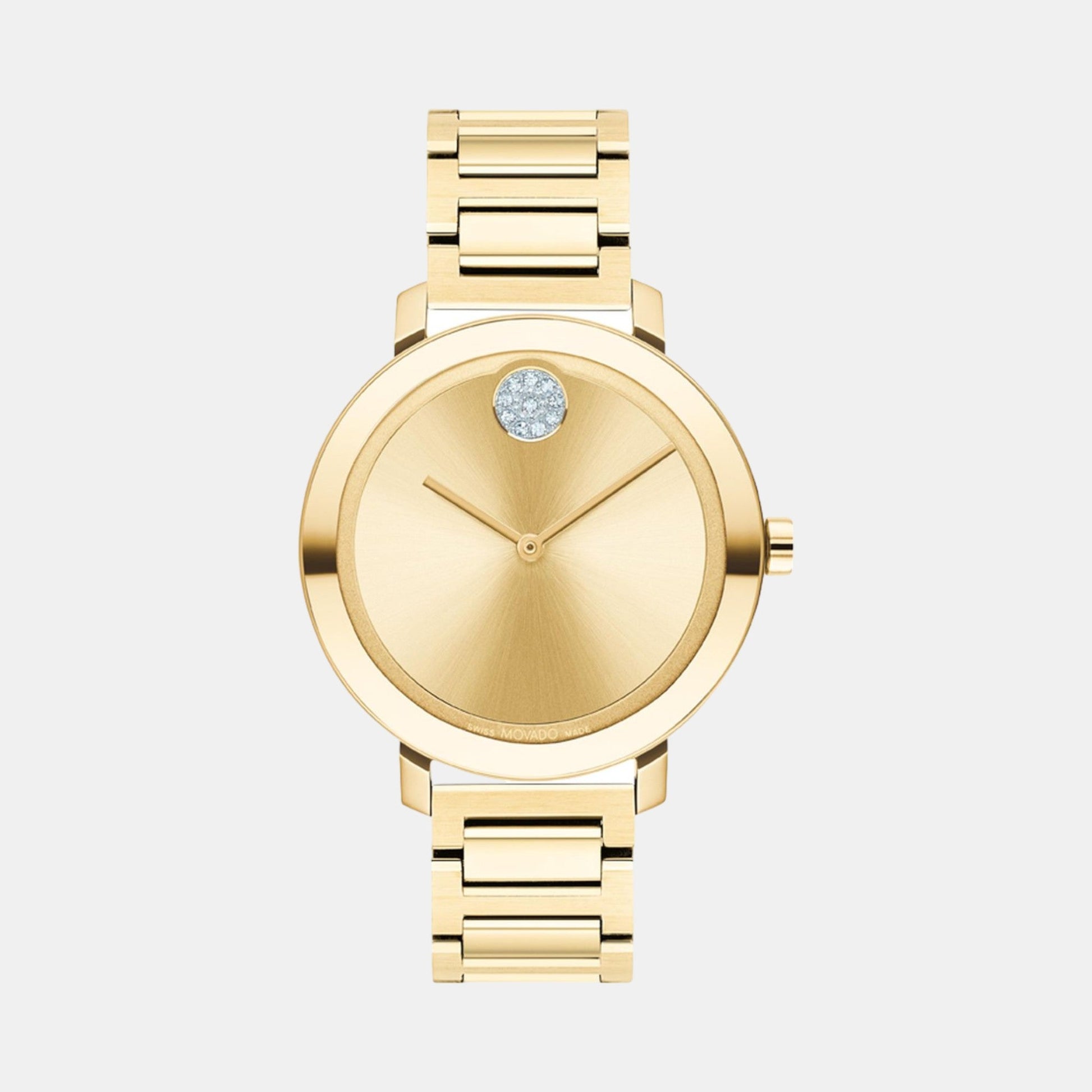 Bold Women Quartz Gold Dial Analog Stainless Steel Watch 3600823