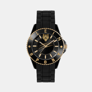 Glam Women Quartz Black Dial Analog Silicone Watch PSKBA0323
