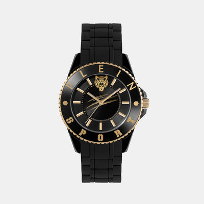 Glam Women Quartz Black Dial Analog Silicone Watch PSKBA0323