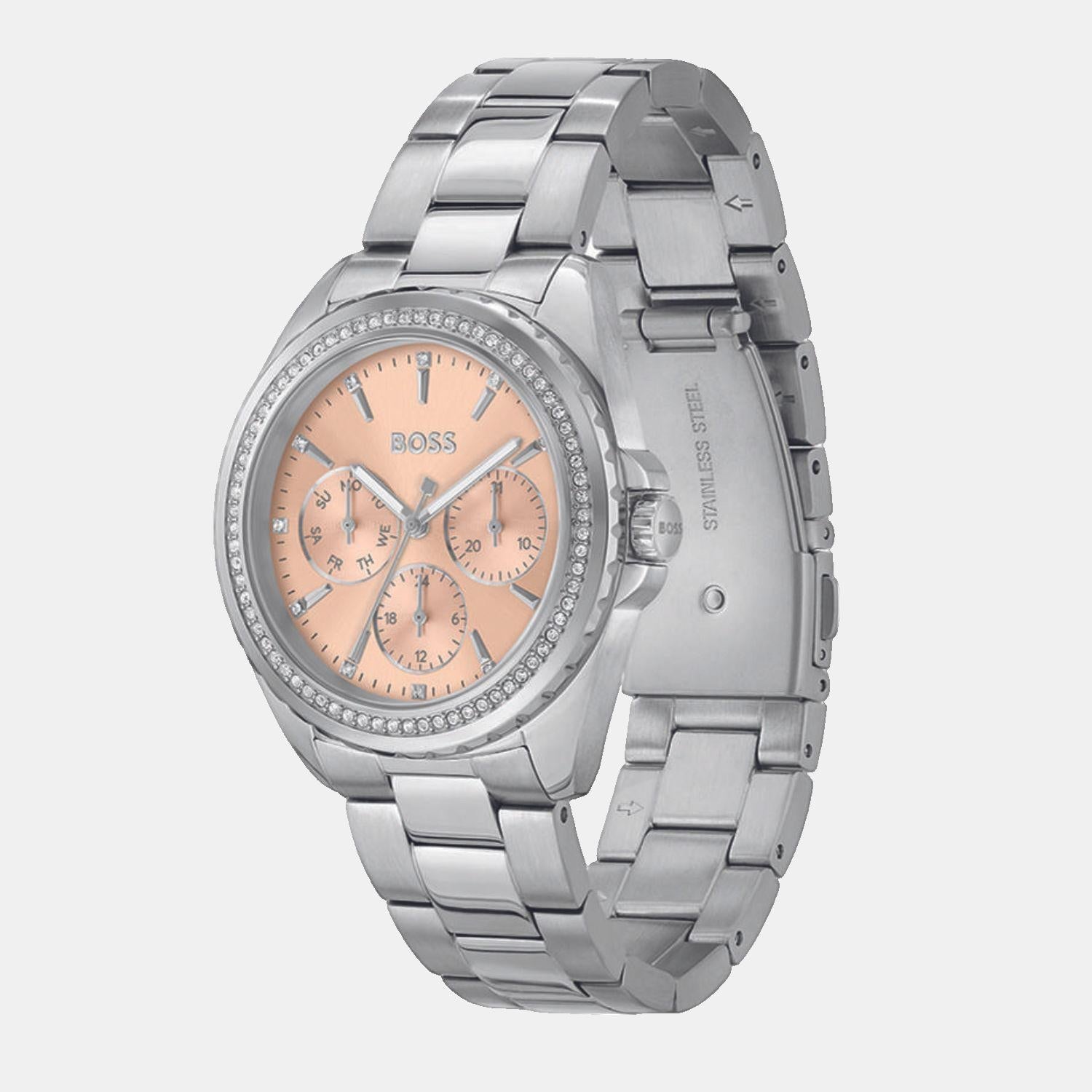 Atea Women Quartz Carnation Gold Dial Multi-Function Stainless Steel Watch 1502732