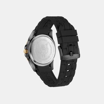 Glam Women Quartz Black Dial Analog Silicone Watch PSKBA0323
