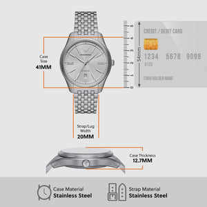 Antonio Men Automatic White Dial Analog Stainless Steel Watch AR60076