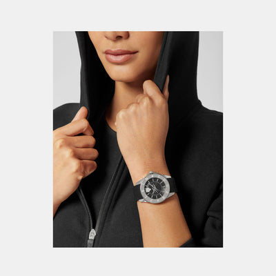 Glam Women Quartz Black Dial Analog Silicone Watch PSKBA0123