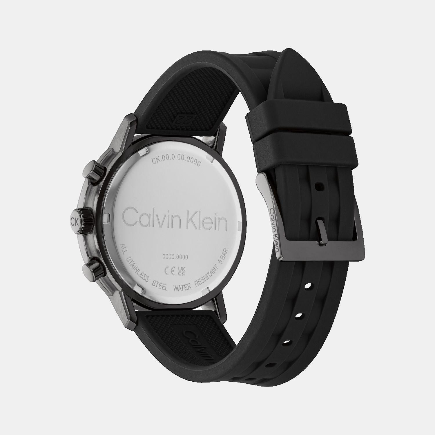 Gauge Men Quartz Black Dial Chronograph Leather Watch 25200461