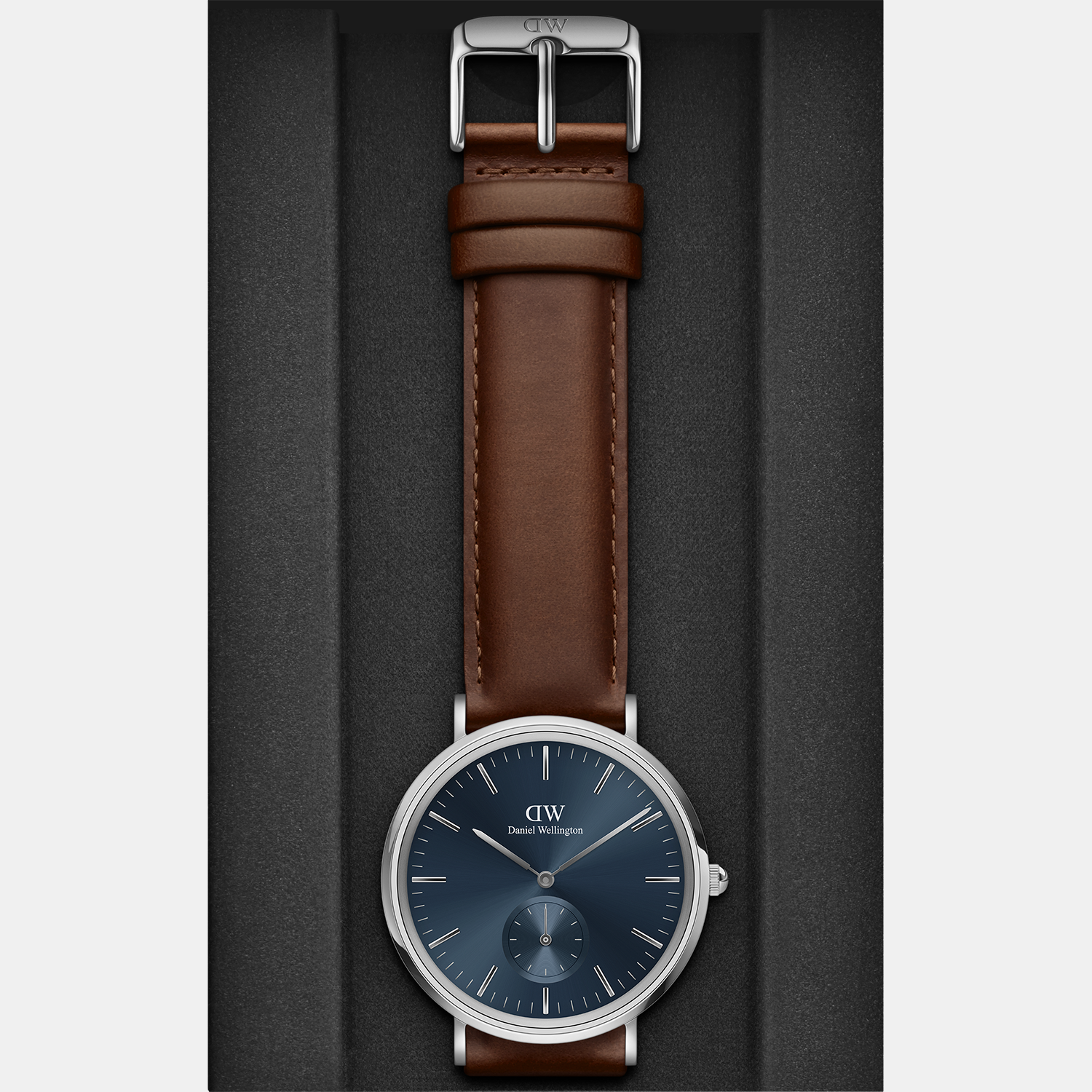 Classic Men Quartz Blue Dial Analog Leather Watch DW00100709K