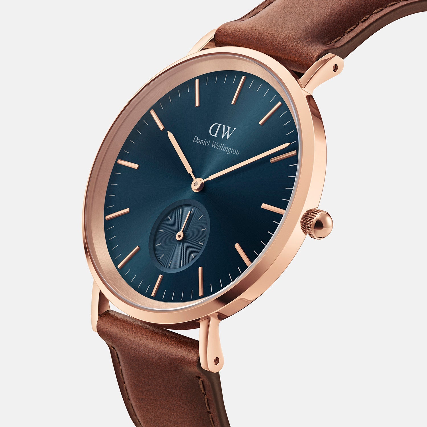 Classic Men Quartz Blue Dial Analog Leather Watch DW00100708K