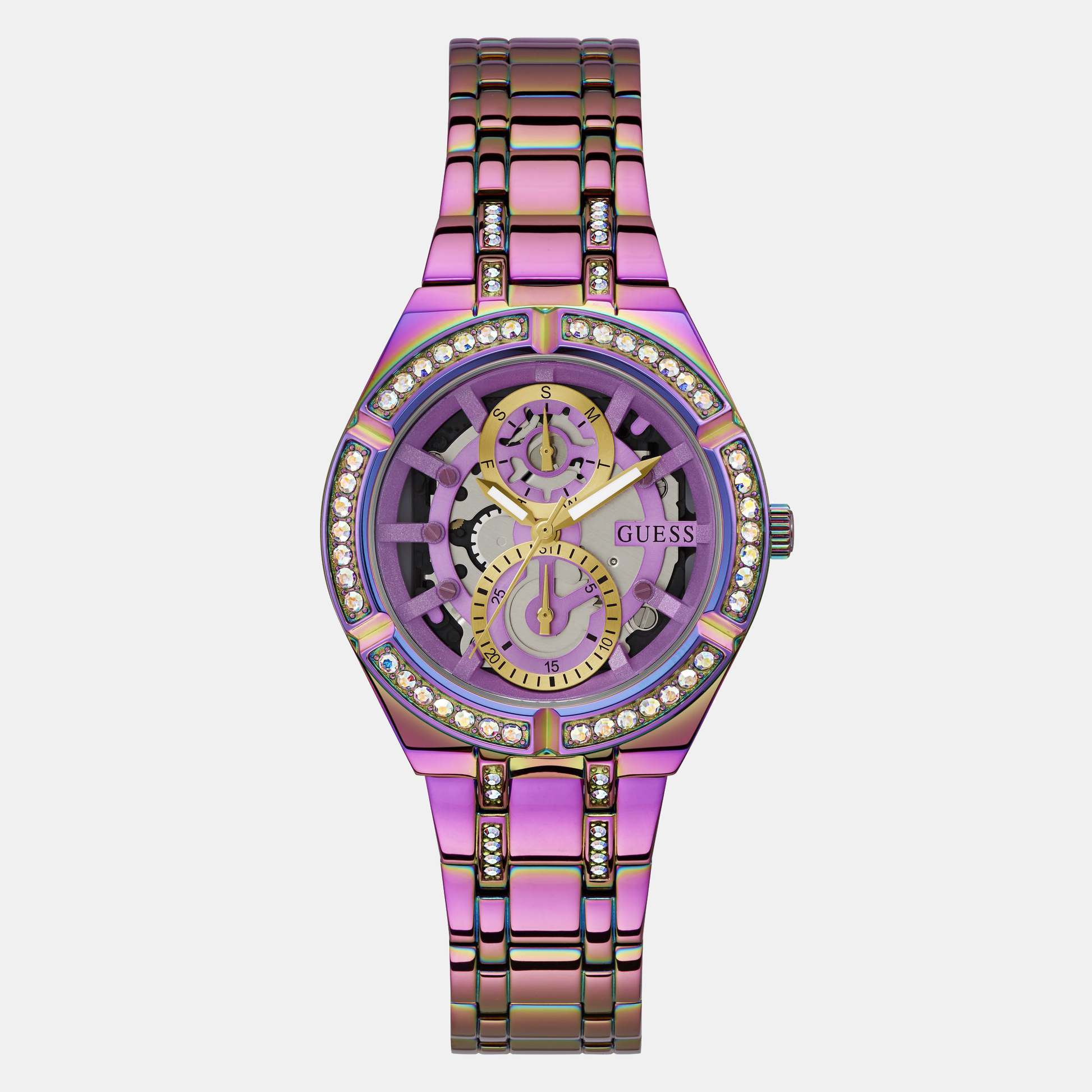 Guess Trend Women Quartz Iridescent Dial Analog Stainless Steel Watch GW0604L4