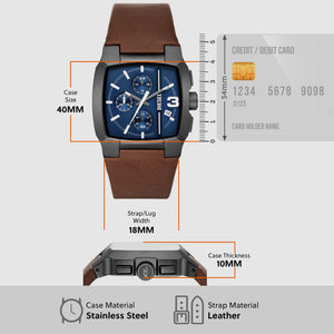 Cliffhanger Men Quartz Blue Dial Chronograph Leather Watch DZ4641