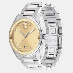 Bold Men Quartz Gold Dial Analog Stainless Steel Watch 3601203