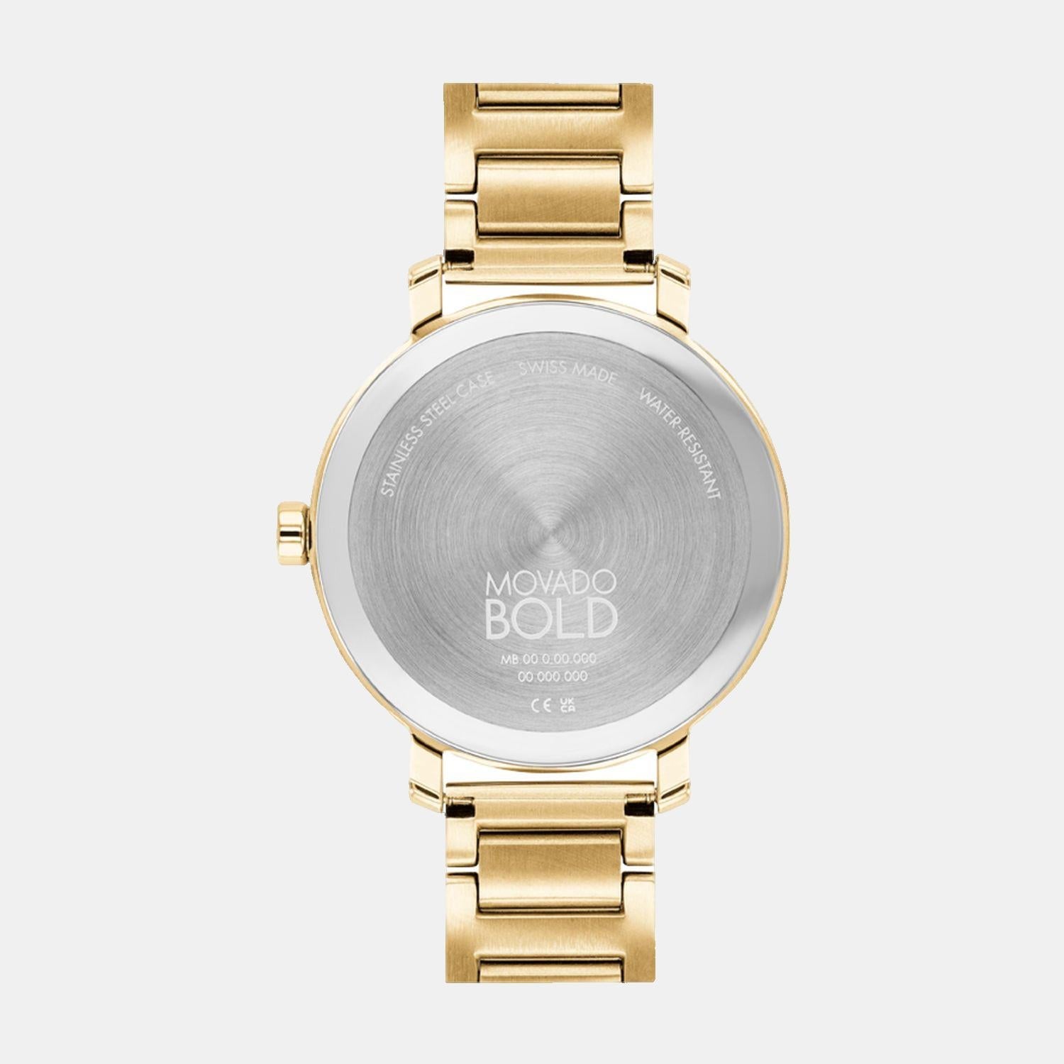 Bold Women Quartz Gold Dial Analog Stainless Steel Watch 3600823