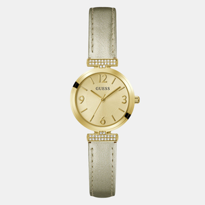 Array Women Quartz Champagne Dial Analog Leather Watch GW0614L2