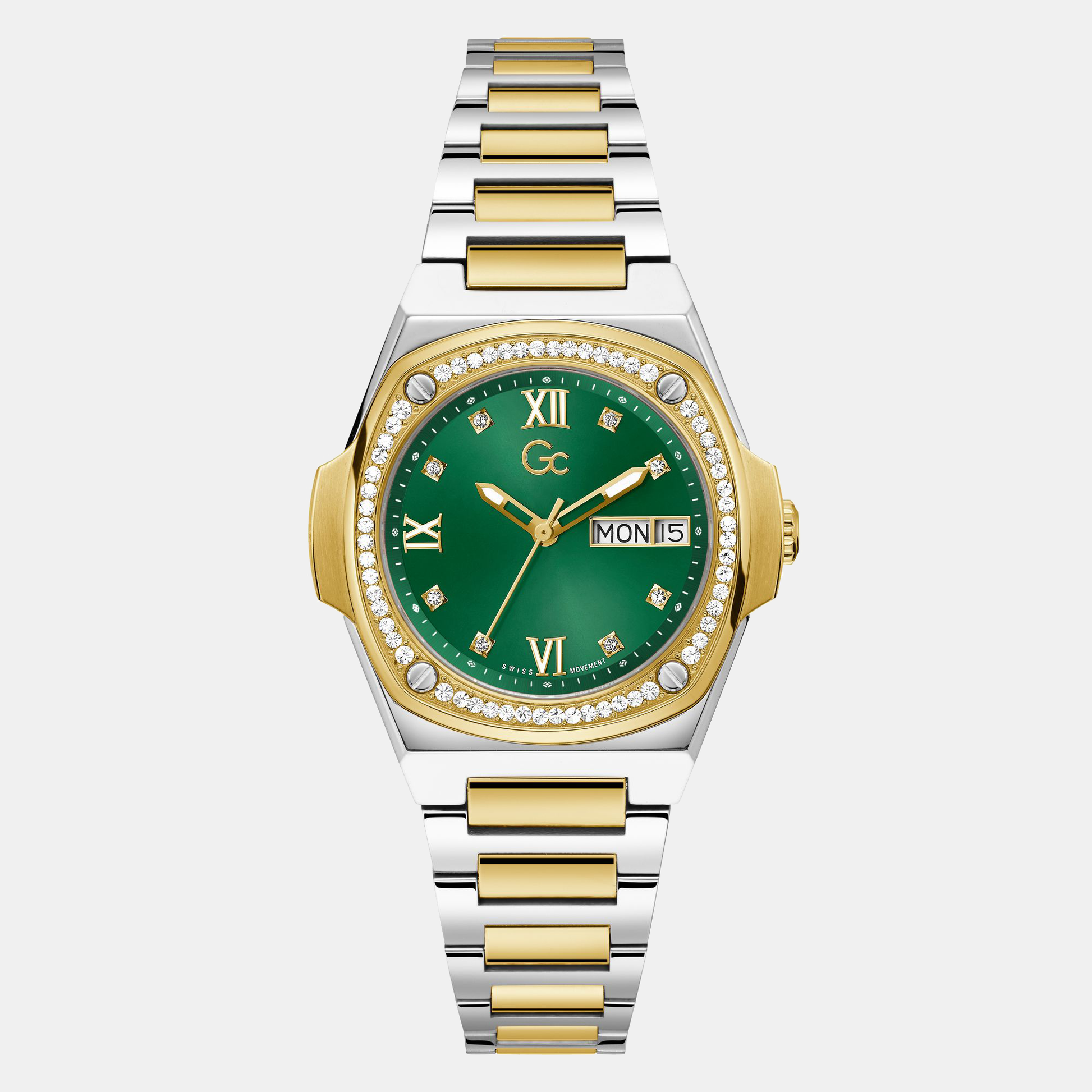 Coussin Shape Women Quartz Green Dial Analog Stainless Steel Watch Y98010L9MF