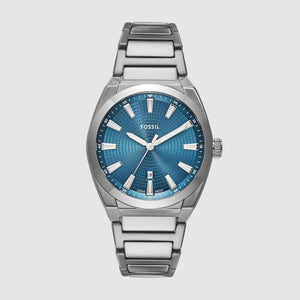 Everett Men Quartz Blue Dial Analog Stainless Steel Watch FS6054