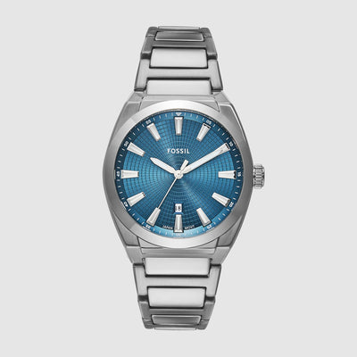 Everett Men Quartz Blue Dial Analog Stainless Steel Watch FS6054