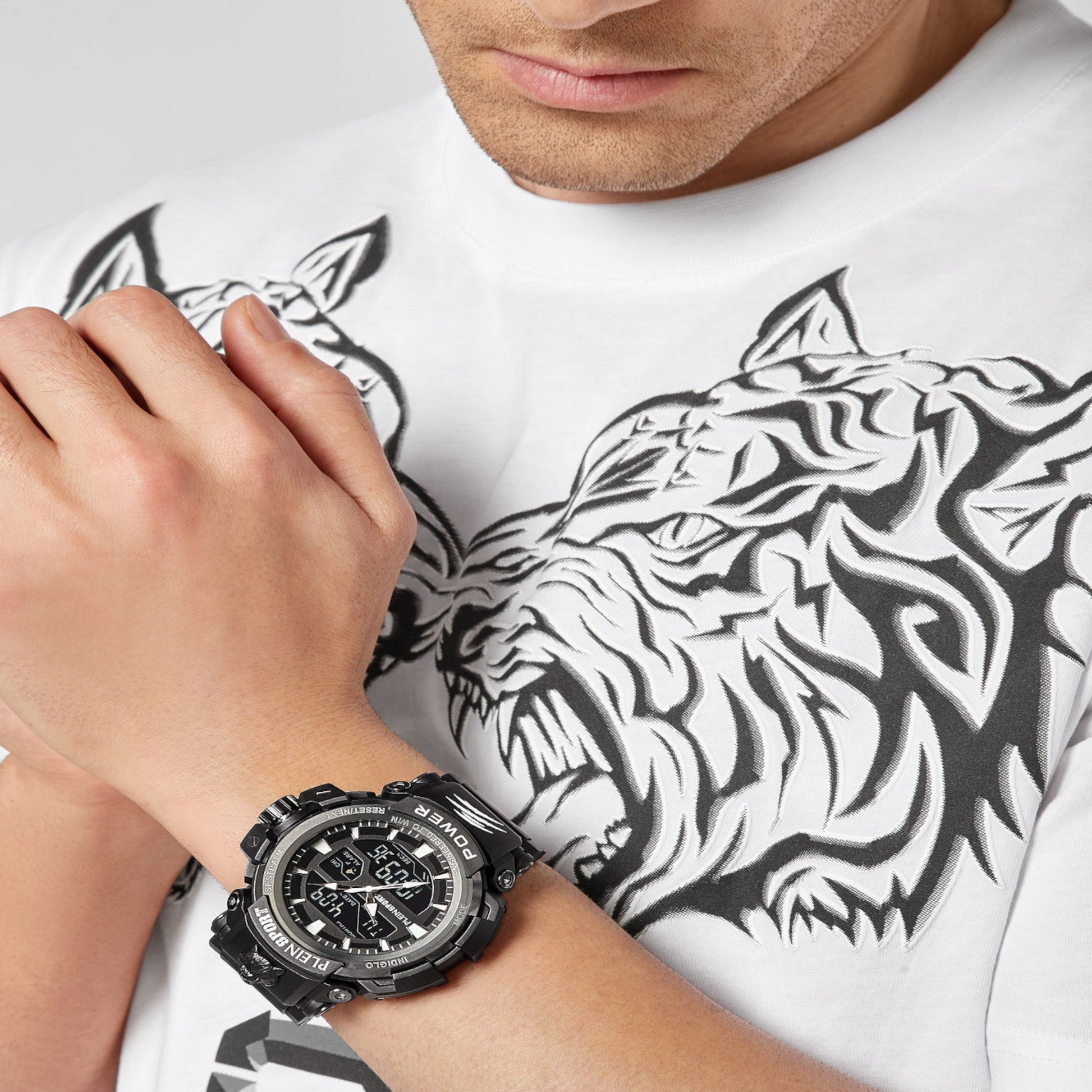 Combat Men Quartz Black Dial Analog-Digital Silicone Watch PSNBA0123