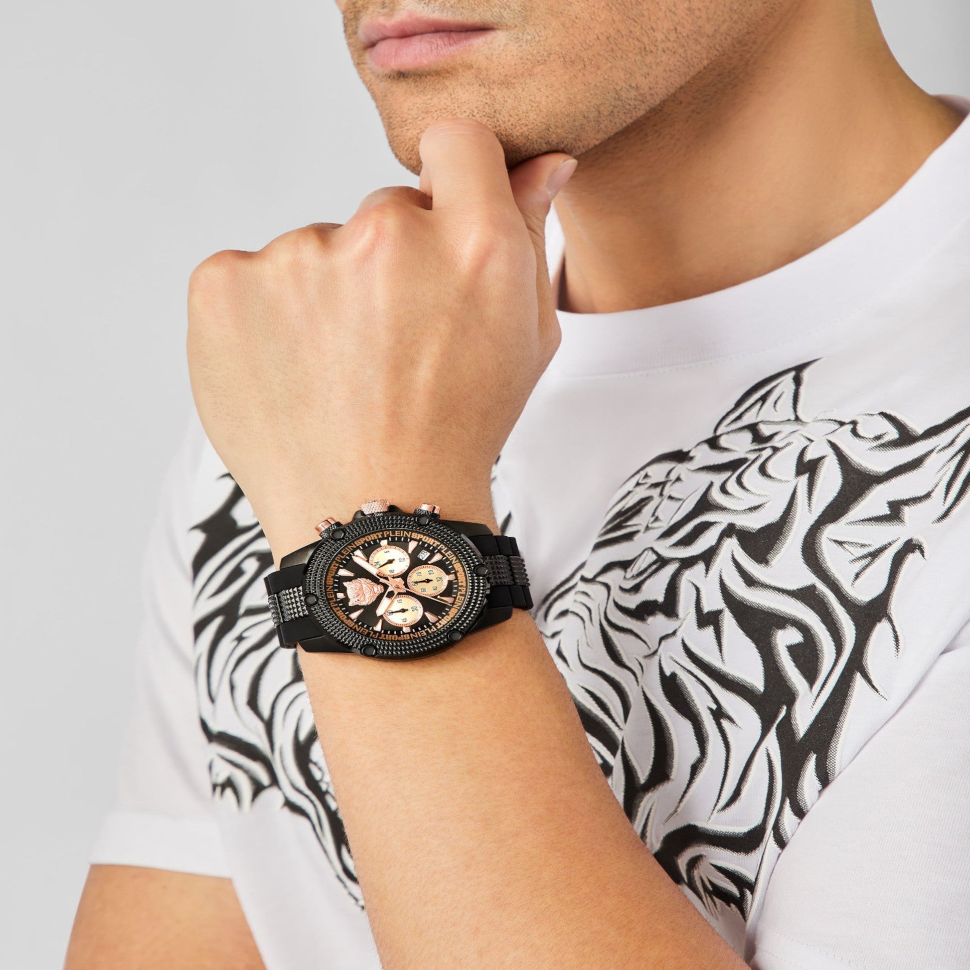 Hurricane Men Quartz Black Dial Chronograph Silicone Watch PSDBA0323