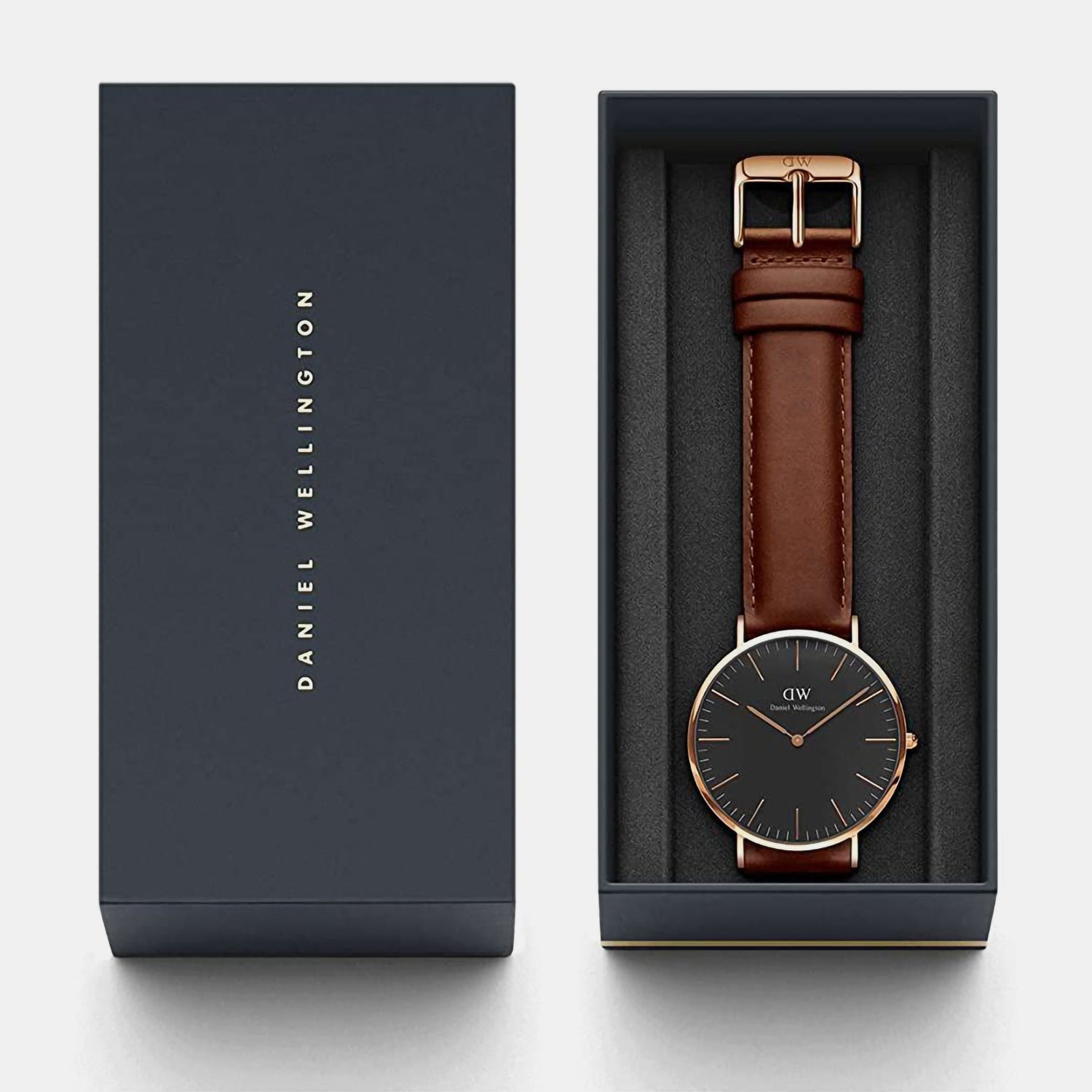 Classic Men Quartz Black Dial Analog Leather Watch DW00100124K