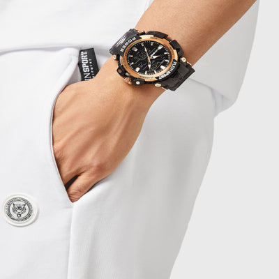 Combat Men Quartz Black Dial Analog-Digital Silicone Watch PSNBA0323
