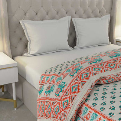 Colorful Floral Jaipuri Double Bed Quilt