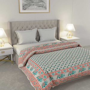 Colorful Floral Jaipuri Double Bed Quilt