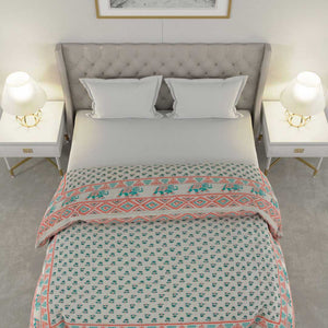 Colorful Floral Jaipuri Double Bed Quilt