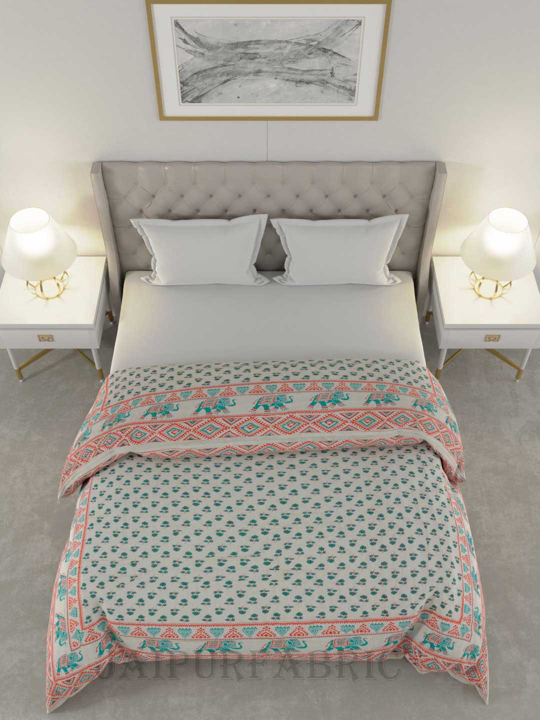 Colorful Floral Jaipuri Double Bed Quilt