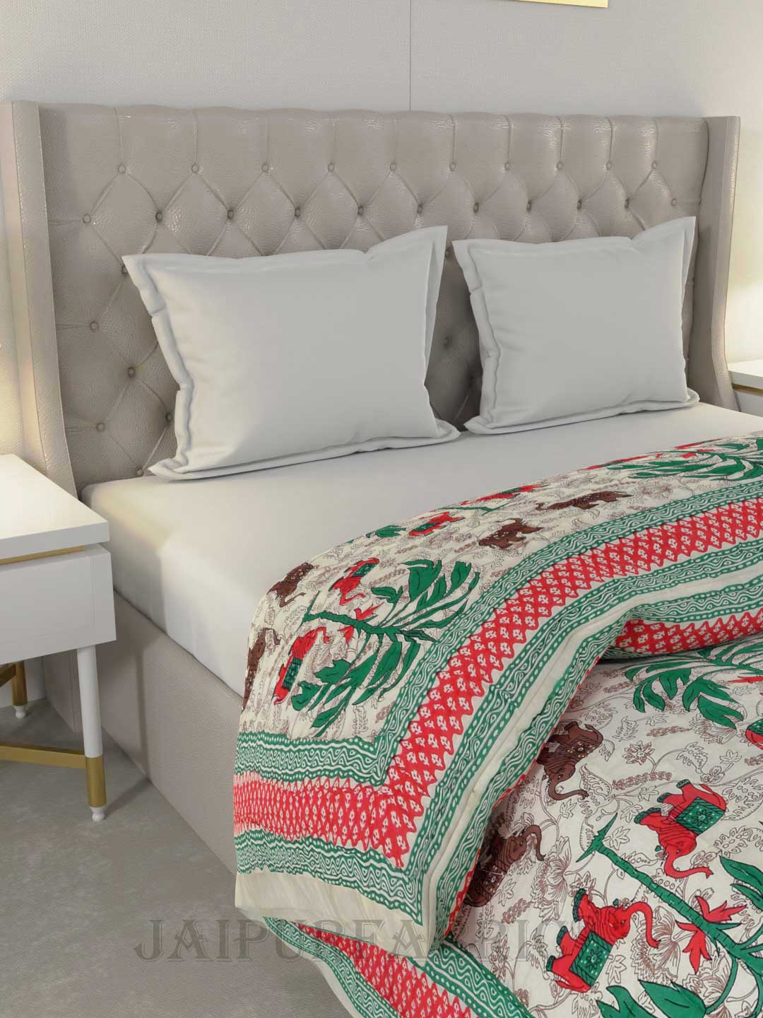 Colorful Forest Jaipuri Double Bed Quilt