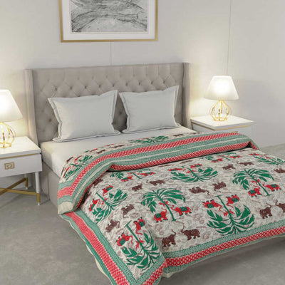 Colorful Forest Jaipuri Double Bed Quilt