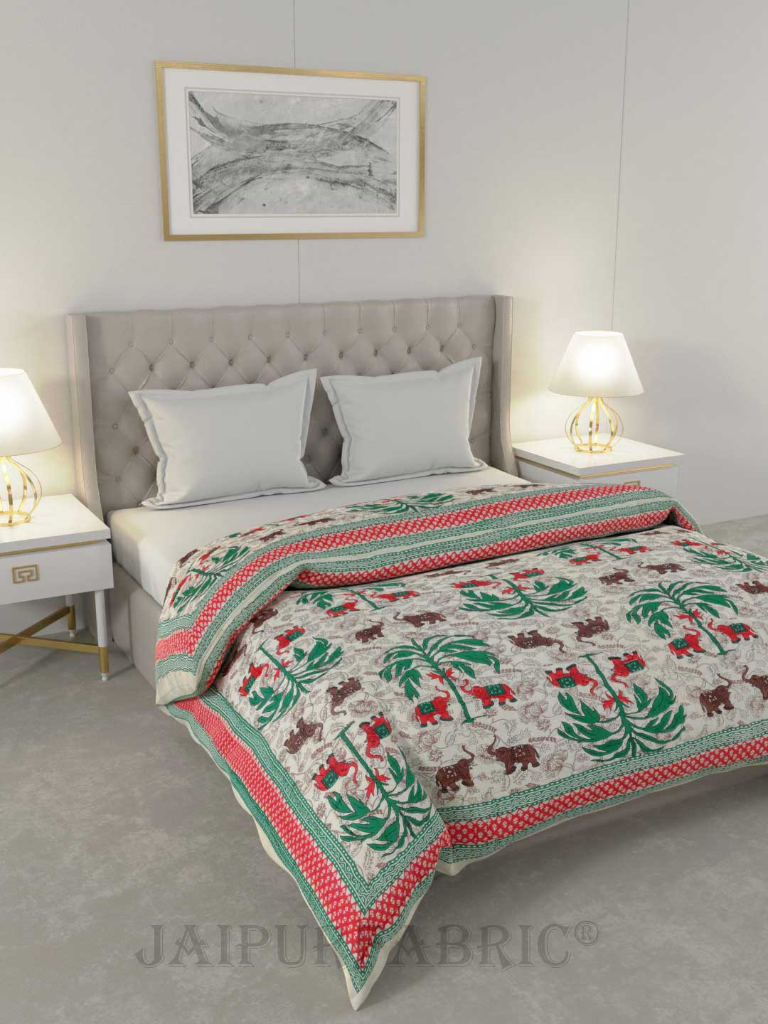 Colorful Forest Jaipuri Double Bed Quilt