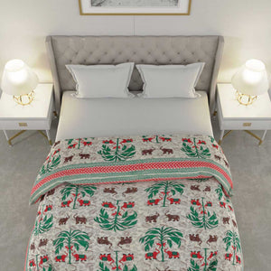 Colorful Forest Jaipuri Double Bed Quilt