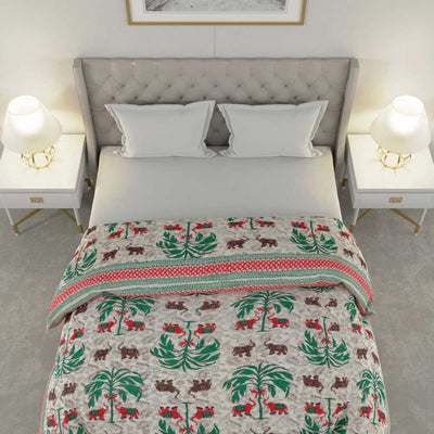 Colorful Forest Jaipuri Double Bed Quilt