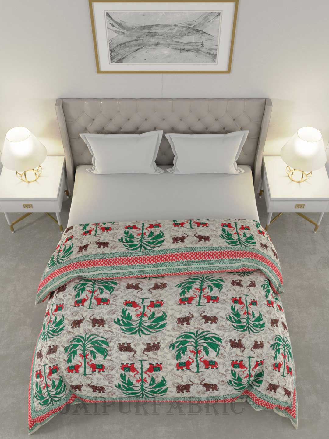 Colorful Forest Jaipuri Double Bed Quilt