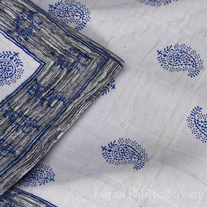 Blue Paisley Self Design Microfiber Fill Cotton Cover Double Bed Quilt