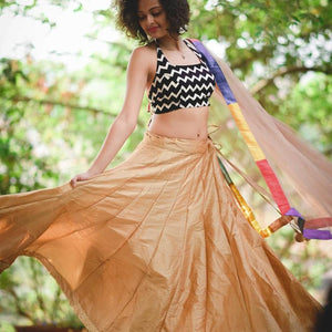 Dull gold Raw silk skirt