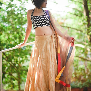 Dull gold Raw silk skirt