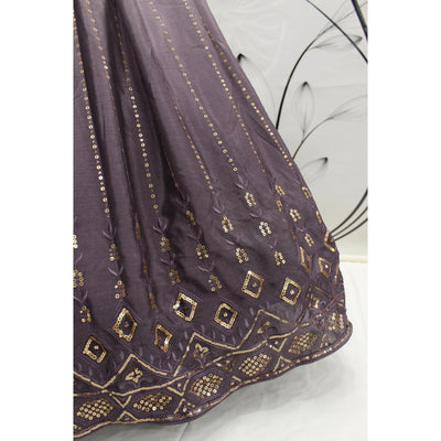 Dusty Grey Sequins Embroidered Art Silk Lehenga Choli