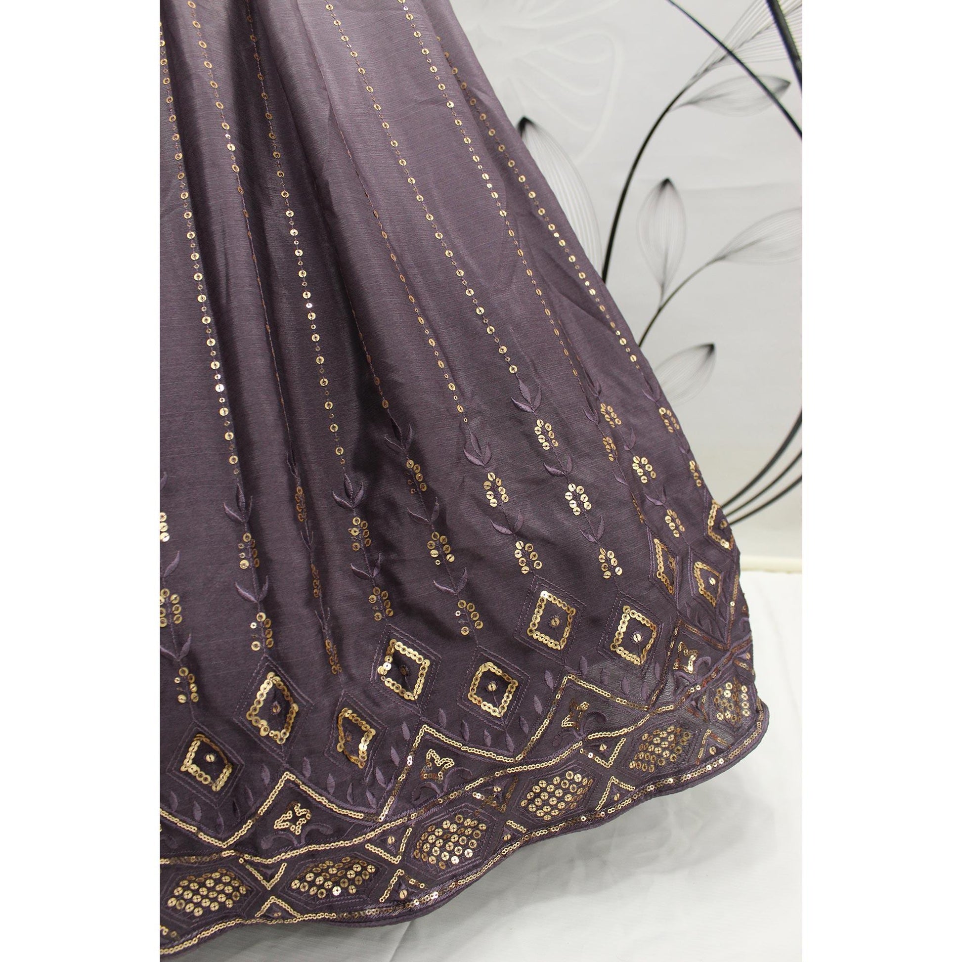Dusty Grey Sequins Embroidered Art Silk Lehenga Choli