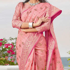 Dusty Pink Casual Wear Woven Cotton Handloom Saree