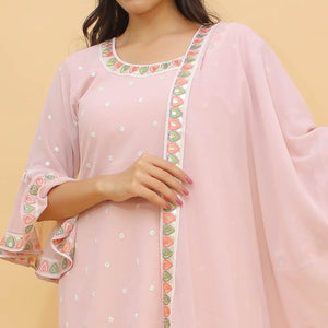 Dusty Pink Sequins Embroidered With Foil Georgette Sharara Suit