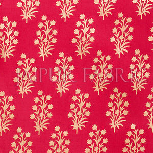 RED BASE PATCHWORK & GOLDEN FLORAL PRINTED  DIWAN SET