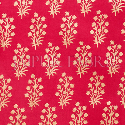 RED BASE PATCHWORK & GOLDEN FLORAL PRINTED  DIWAN SET
