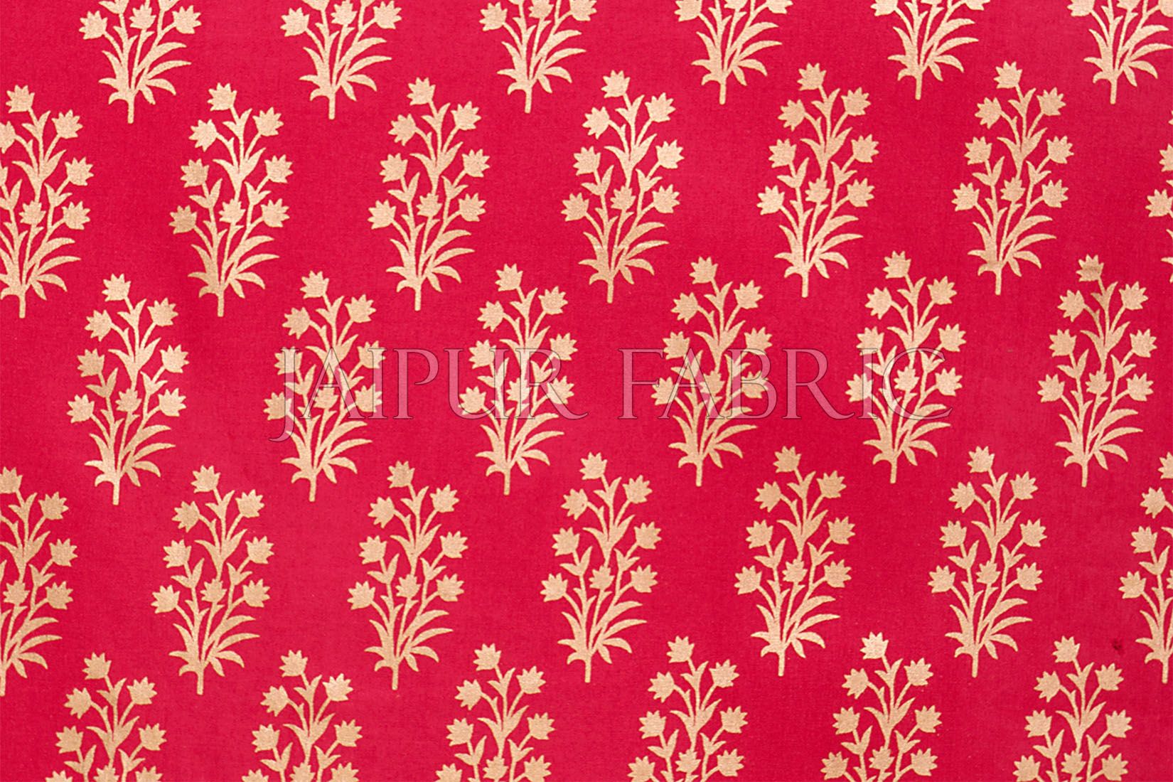 RED BASE PATCHWORK & GOLDEN FLORAL PRINTED  DIWAN SET