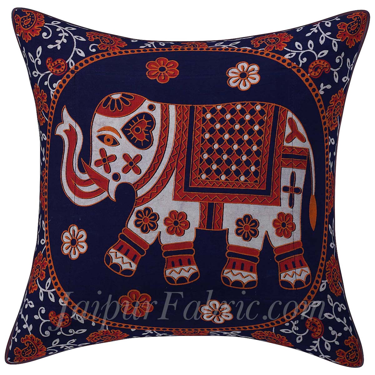 Orange Elephant Print Pure Cotton Bohemian Mandala Diwan Set