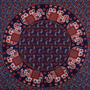 Orange Elephant Print Pure Cotton Bohemian Mandala Diwan Set
