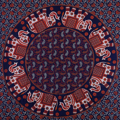 Orange Elephant Print Pure Cotton Bohemian Mandala Diwan Set