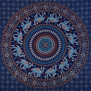 Blue Camel Print Pure Cotton Bohemian Mandala Diwan Set