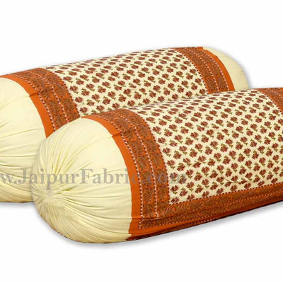 Orange Border Cream Base Small Tree Pattern With Golden Print  Diwan Set