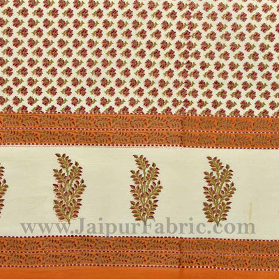 Orange Border Cream Base Small Tree Pattern With Golden Print  Diwan Set